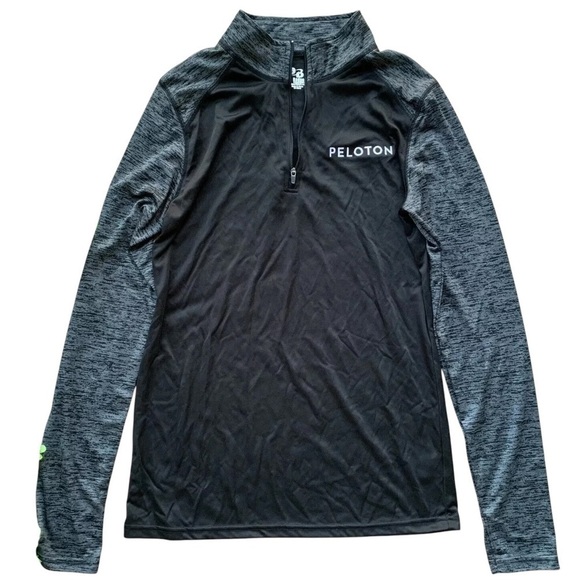 Peloton Badger Sport Cycling Track Jacket 1/4 Zip Black Gray Size Medium - Picture 1 of 6